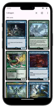 Screenshot offline card search app.