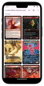 Screenshot offline card search app.